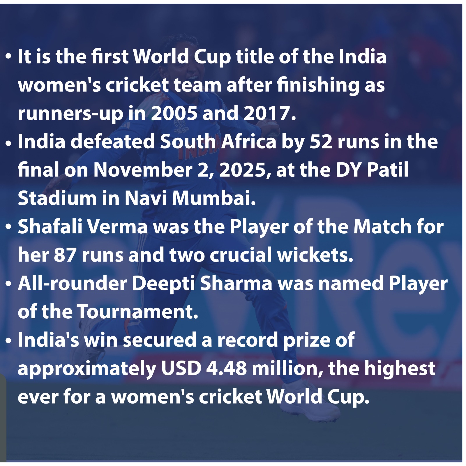 India Won First-Ever ICC Women's ODI World Cup
