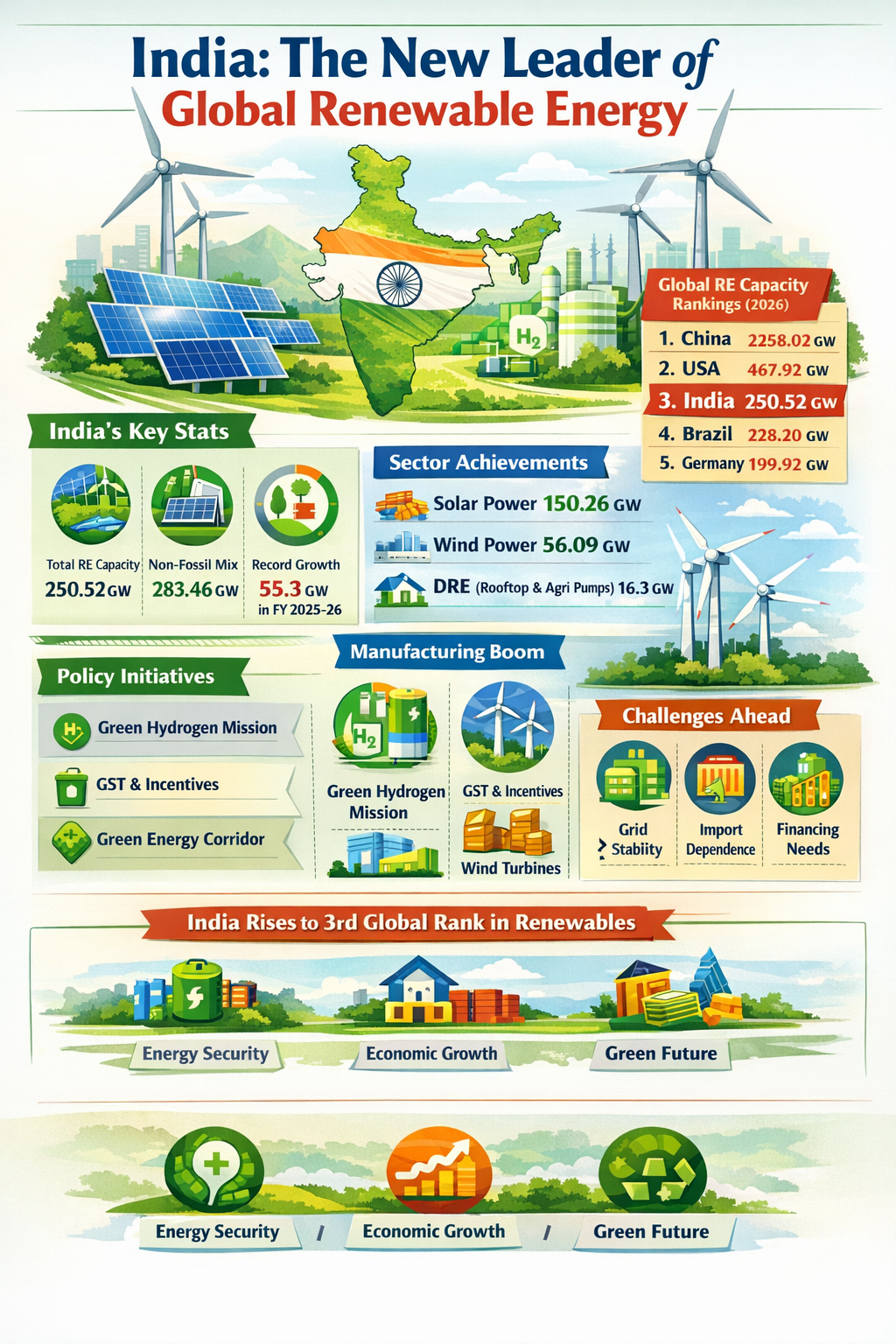 India Becomes 3rd in Renewable Energy Capacity