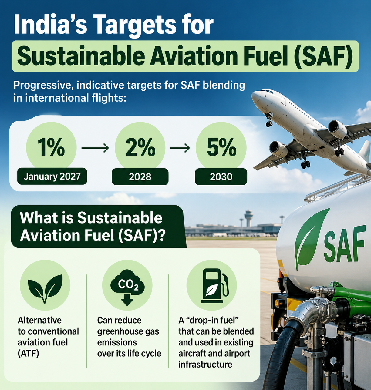 India&rsquo;s 1% SAF Blending Target for International Flights